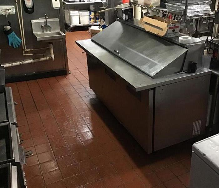 A commercial kitchen with water damage
