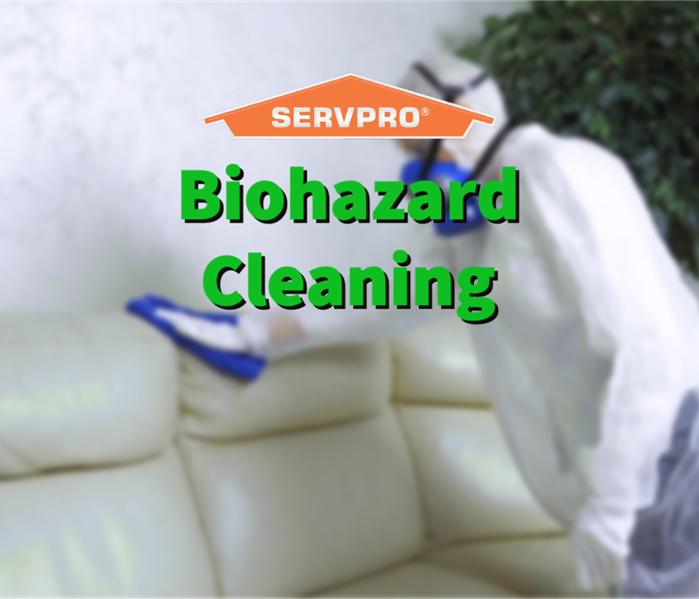 A SERVPRO professional performing biohazard cleanup services